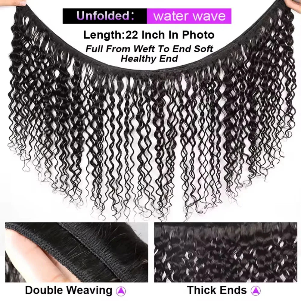 Water Wave Human Hair Bundles Natural Color 100% Human Hair Wig  Water Wave One Weave Bundles Unprocessed For Black Women