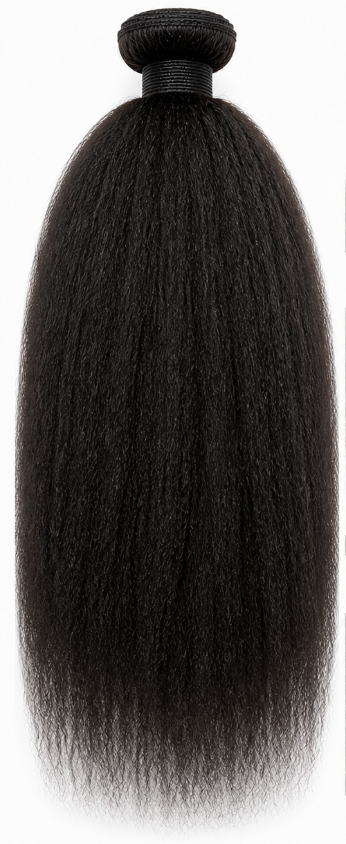 Black hair extension with a bun on a white background