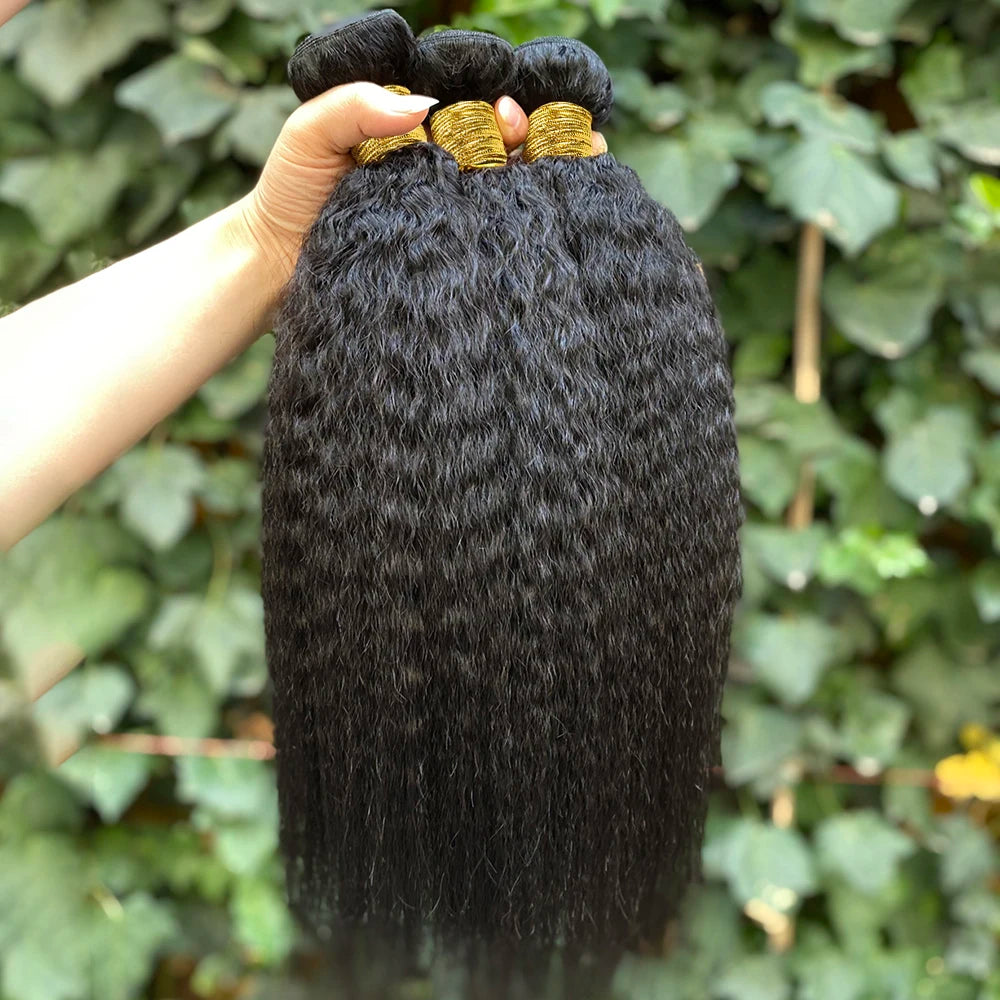 Kinky Straight Human Hair Bundles Deal 100% Human Hair (3 bundles)