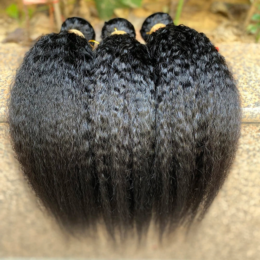 Kinky Straight Human Hair Bundles Deal 100% Human Hair (3 bundles)