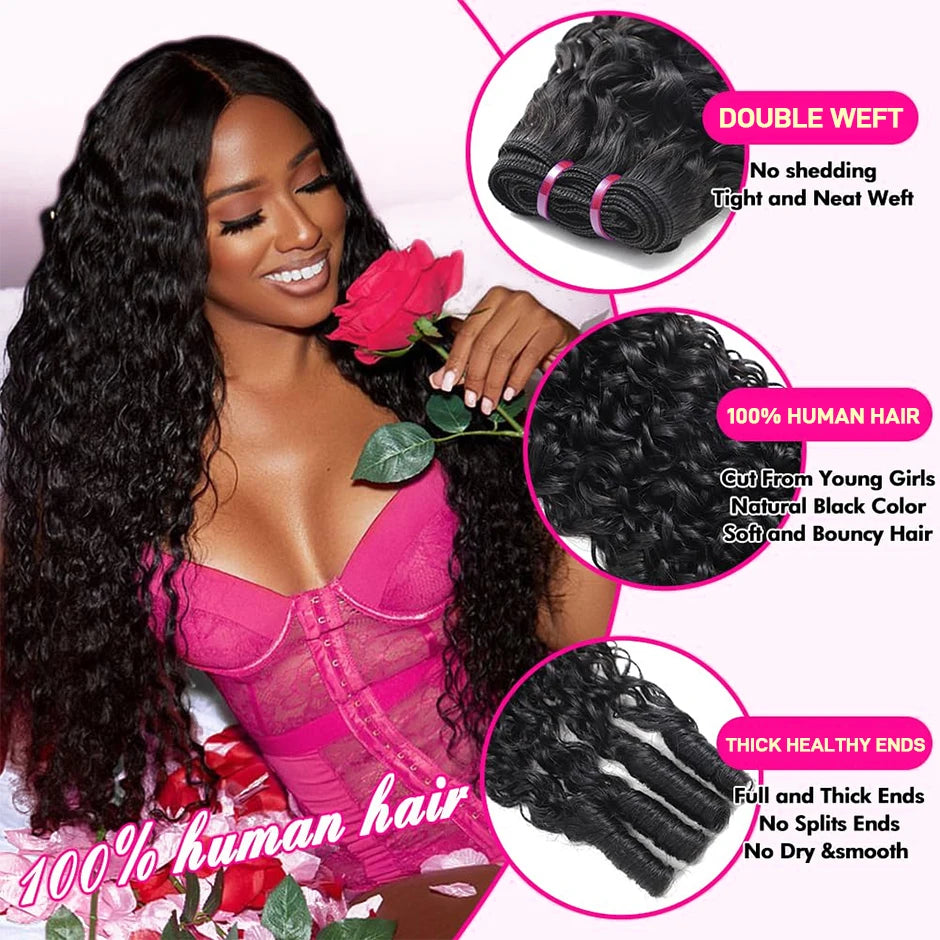 Burmese Curly Bundles Brazilian Virgin Hair 3 Bundles Water Weave with Spiral Curly End Raw Human Hair Extensions ISEE Hair