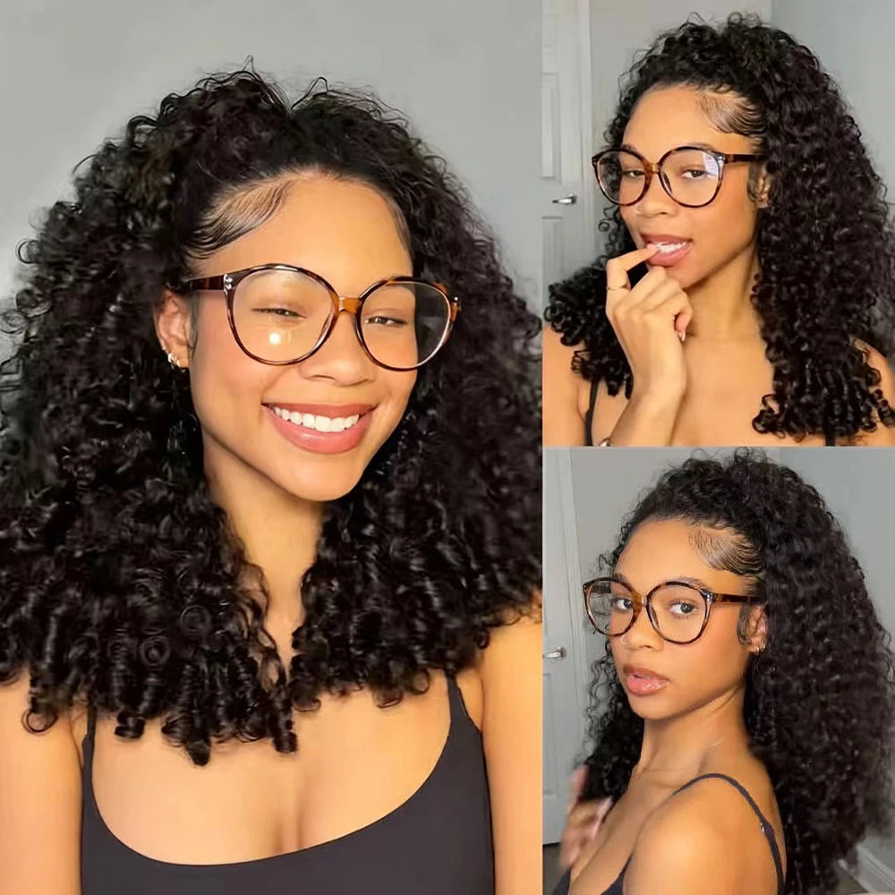 Burmese Curly Half Wigs Human Hair 100% 3 In 1 Half Wig With Drawstring Flip Over Half Wig Ready to Wear Go Glueless Curly Wigs