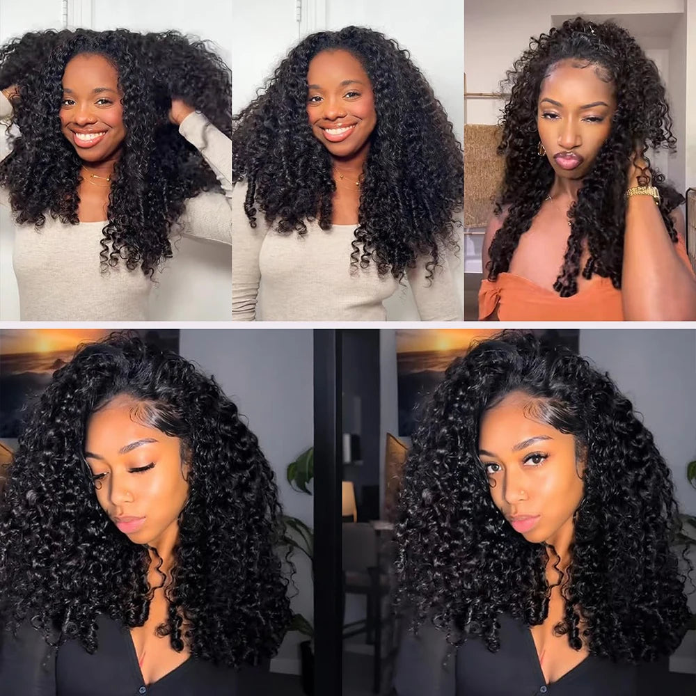 Burmese Curly Half Wigs Human Hair 100% 3 In 1 Half Wig With Drawstring Flip Over Half Wig Ready to Wear Go Glueless Curly Wigs