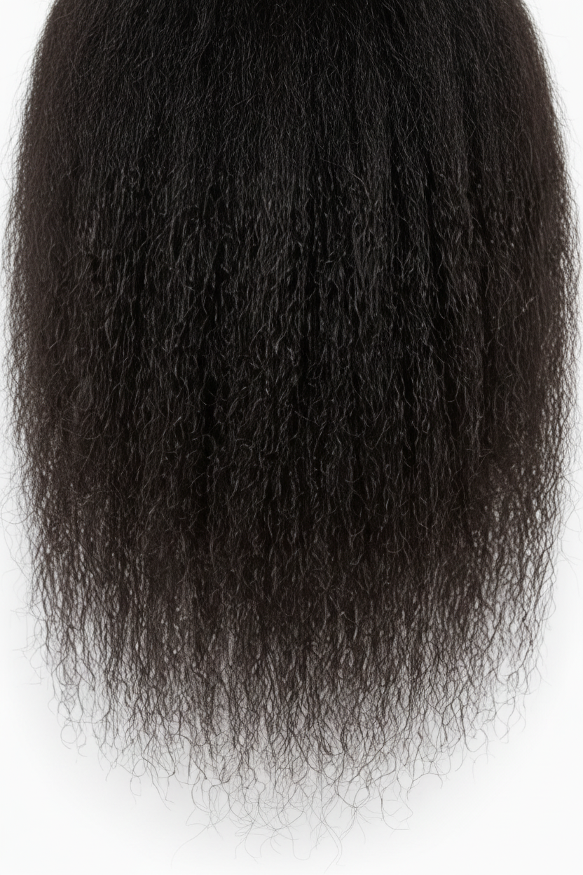 Close-up of black hair with text 'Full & Voluminous Ends' and 'Thick, full ends with natural movement'.