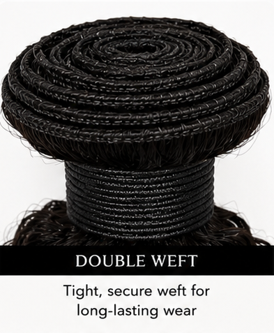 Black curly hair extension on a white background