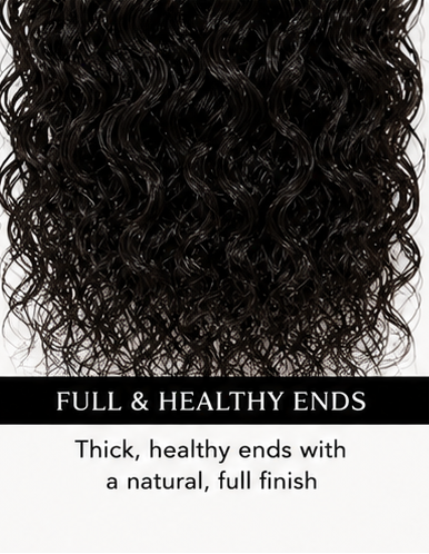 Black curly hair extension on a white background